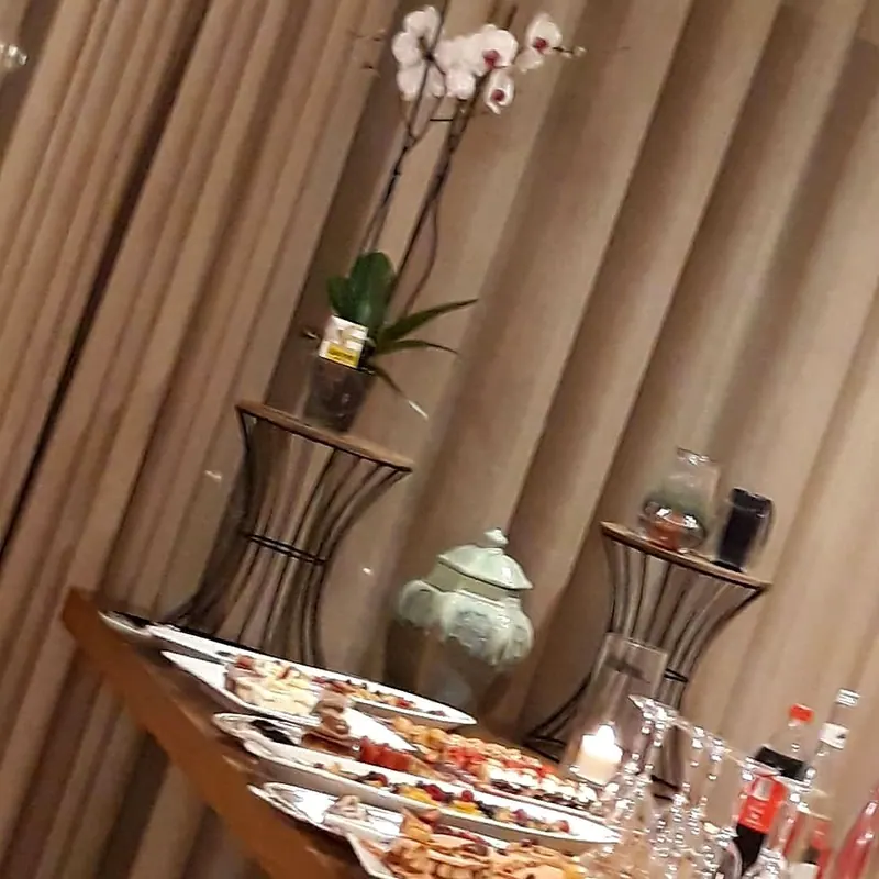Buffet, orchids and silverware